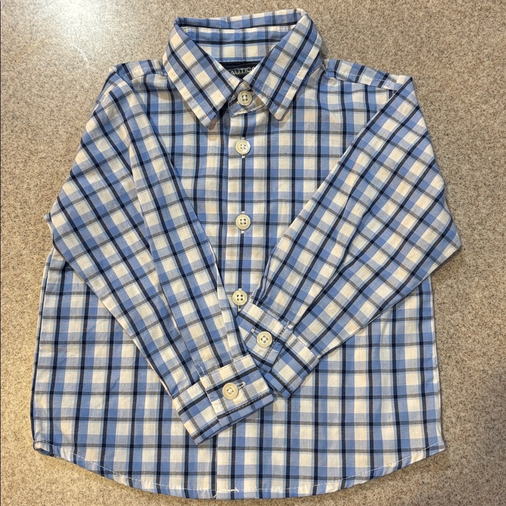 Nautica Plaid Button Down Disney Graphic Tee Bundle Blue Boys 12M EUC - Picture 2 of 6
